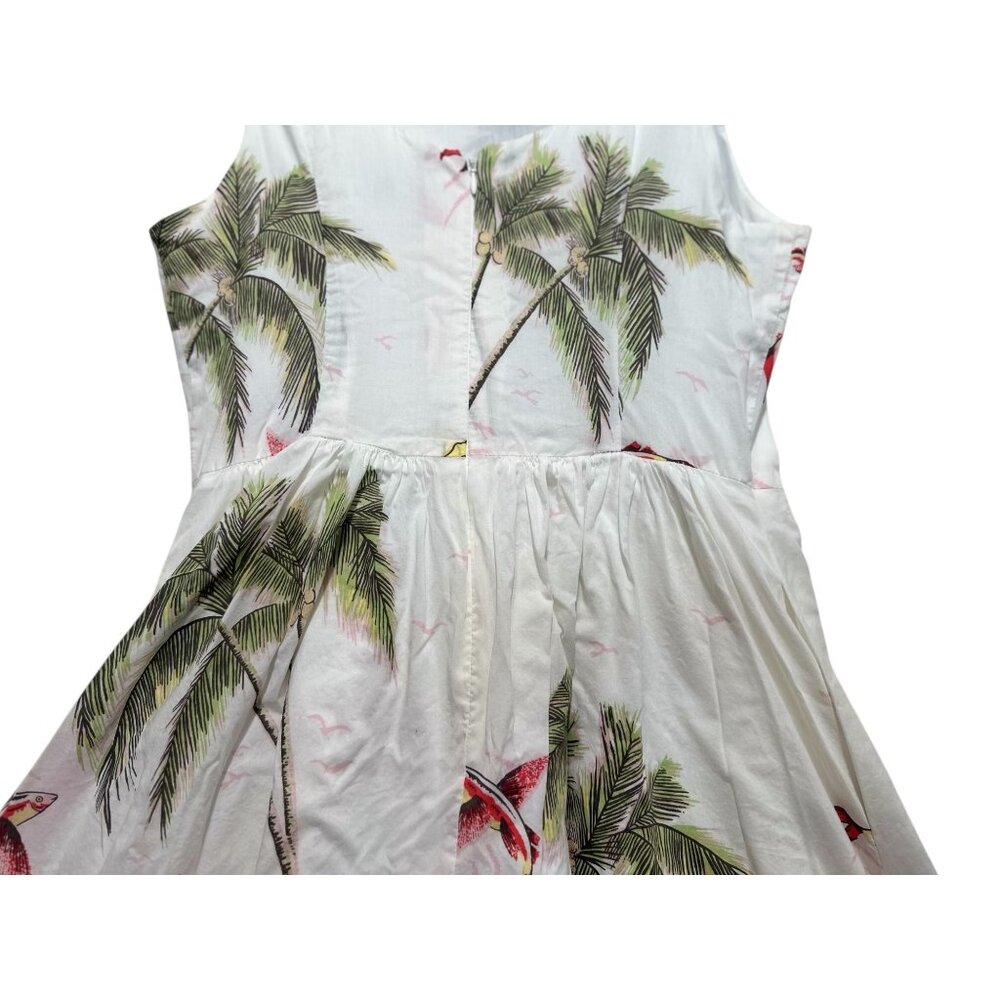JCrew Barbados Map Palm Tree Fish Novelty Midi Dress Womens 10 Tropical Vacation - Picture 12 of 16